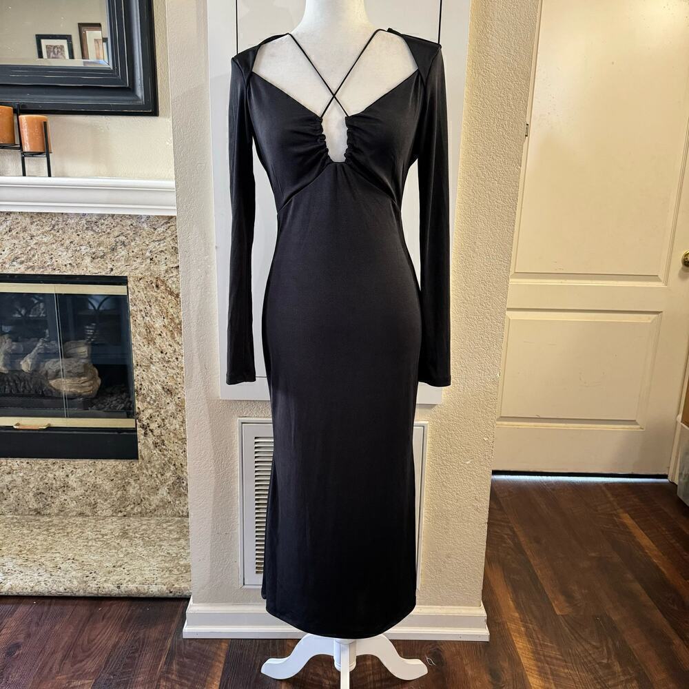 Jason Wu Black Strappy Slinky Dress Size Small Witchy Whimsigoth Dark Romantic - Picture 2 of 8